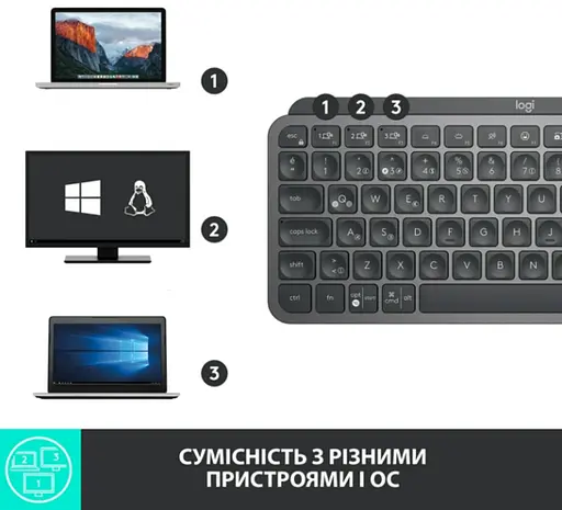 Клавіатура Logitech MX Keys Mini Minimalist Wireless, US, Graphite 920-010498 - фото 6
