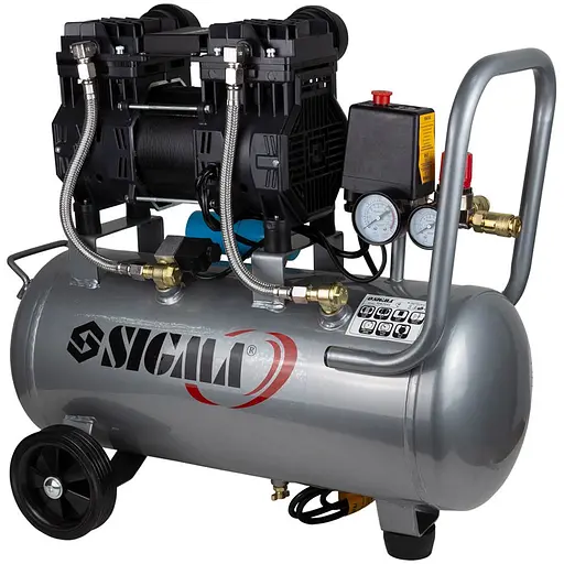 Компрессор двухцилиндровый безмасляный Sigma 1.5 кВт 209 л/мин 8 бар 30 л (7042541) - фото 1