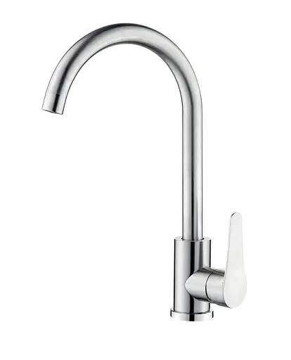 Смеситель для кухни поворотный излив нержавеющая сталь сатин Wezer EKO4A-17 Хром - фото 1