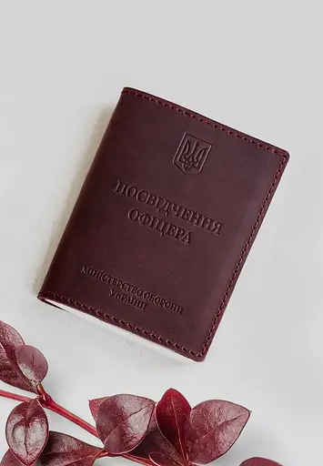 Кожаная обложка для удостоверения офицера 9.0 бордовая Crazy Horse - фото 2