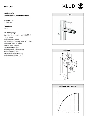 Смеситель для биде Kludi Zenta 385300575 - фото 3