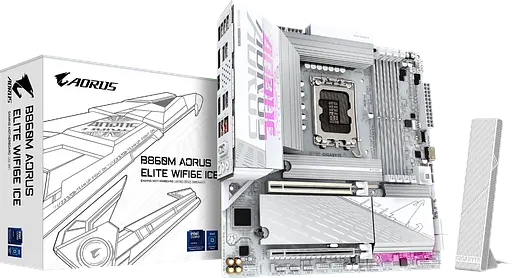 Материнская плата Gigabyte B860M Aorus Elite Wi-Fi 6E Ice LGA 1851 (B860M A ELT WF6E ICE) Б/У - фото 1