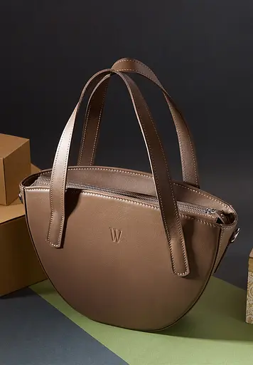 Жіноча шкіряна сумка Bella темно-бежева - фото 2