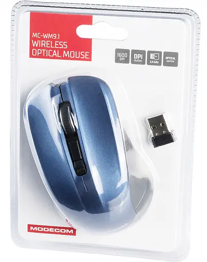 Мишка Modecom MC-WM9.1, бездротова, 4кн., 1600dpi, чорно-синя - фото 5