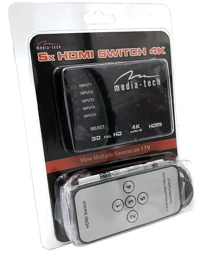 Коммутатор HDMI 5xports HDMI switch, remote controlled, 4K resolution support Media-Tech - фото 4