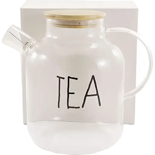 Заварочный чайник стеклянный Interos с бамбуковой крышкой 1.8 л (000033767) - фото 1