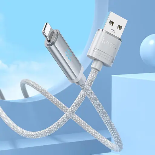 Дата кабель Hoco U127 Power USB to Lightning (1.2m) Silver / Gray - фото 3