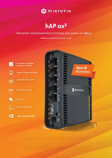 Маршрутизатор Mikrotik бездротовий hAP AX2 (C52iG-5HaxD2HaxD-TC) - фото 3