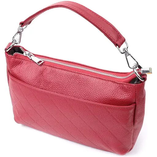 Сумка Vintage женская среднего размера на три отделения из натуральной кожи 24х15х9 см sum0027017 - фото 1