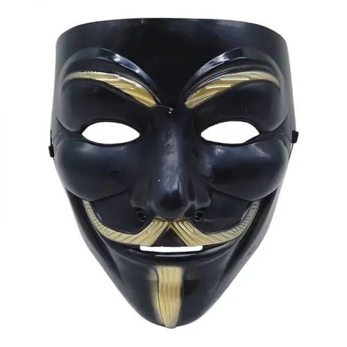 Маска Гая Фокса (Анонімус) KA-23-108 на резинці, чорна пластикова - фото 1