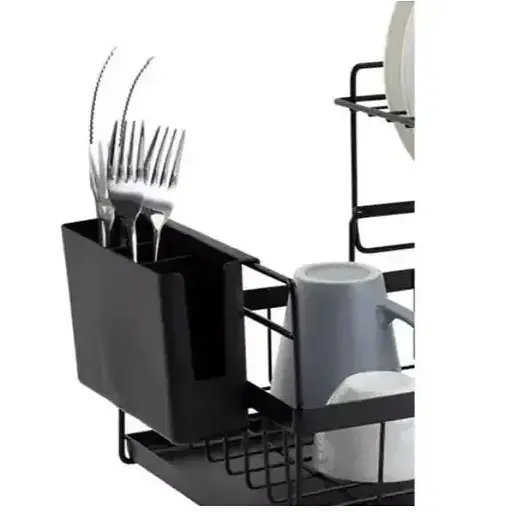 Стильна двоярусна сушарка RUHHY 19163 для посуду в стилі Лофт - з піддоном для столових приборів - фото 6