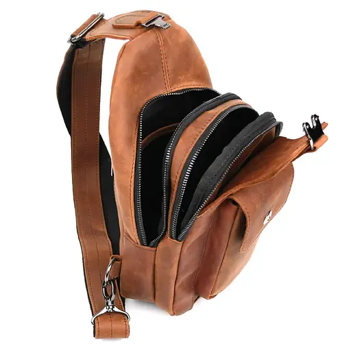 Модный рюкзак слинг на одну шлейку коньячный TARWA 17х7х33.5 см sum0028452 - фото 2