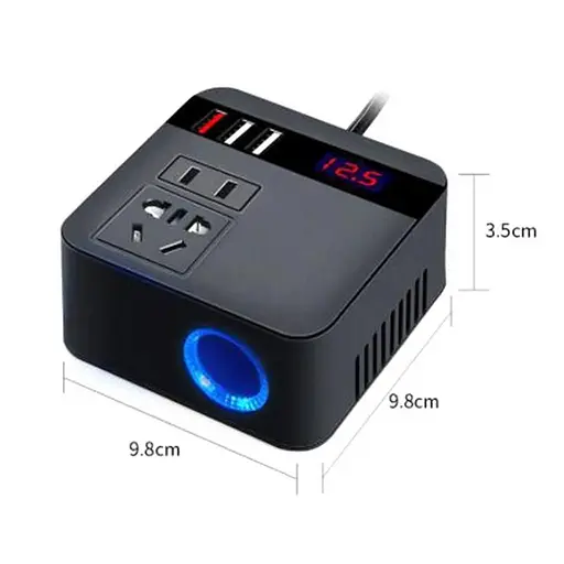 Автомобильный инвертор-преобразователь AC/DC с 12В/24В на 220В/120W + LCD (экран) 3хUSB - фото 4