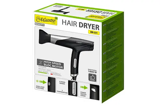 Фен стайлер Maestro MR-231 для укладки волос Концетратор 1800Вт Черный/Серый - фото 4