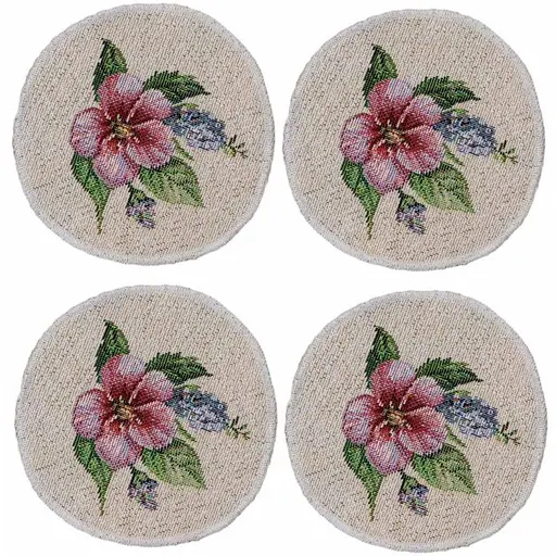 Набор салфеток Прованс Соцветия под чашку Dх11 см 4 шт. (44349) - фото 1