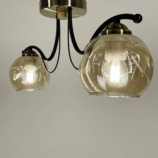 Люстра в чорному корпусі із 2-ма янтарними плафонами Line.F 7075/2 AB+BK+AB - фото 4