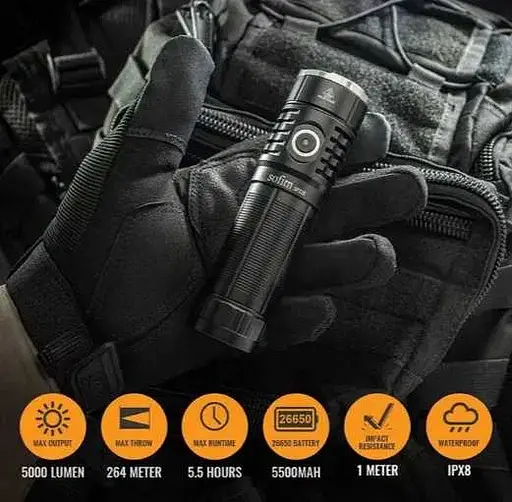 Мощный фонарь Sofirn Sp33S XHP70.2 26650 5000 lm Type C 5000K Черный - фото 7