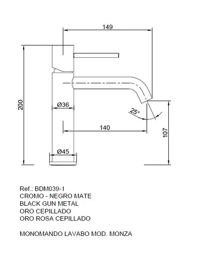 Смеситель для умывальника Imex Monza со стены PVD графит GLM039/BGM Графит - фото 4