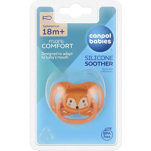 Пустышка Canpol babies Cute Animals силиконовая симметричная 18+ мес. оранжевая (34/926_ora) - фото 3