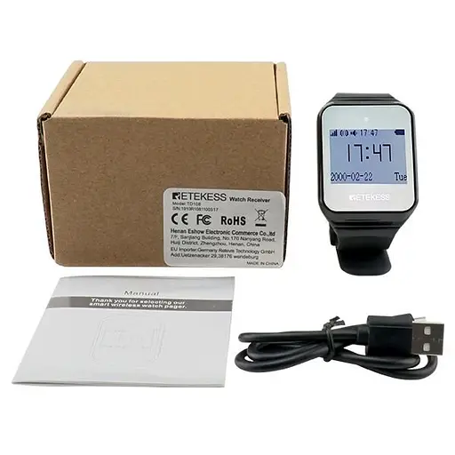 Часы пейджер для официантов с русским меню Retekess TD108, черный (100532) - фото 6