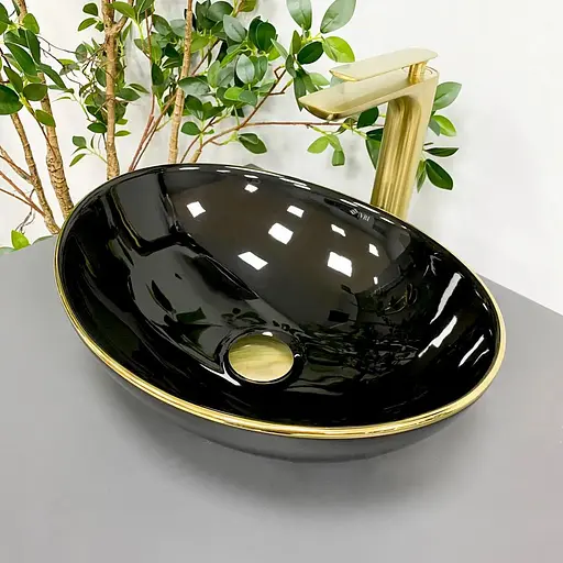 Умивальник VBI Parma black gold Edge накладний VBI-011012, Золотий - фото 1