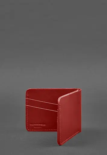 Шкіряне портмоне 4.1 (4 кишені) червоне - фото 4