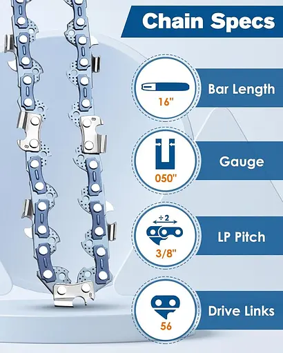 Vastar 2PCS 16 дюймів міні ланцюгова пилка змінний ланцюг, портативні бездротові електричні ланцюги ланцюгової пилки - фото 3