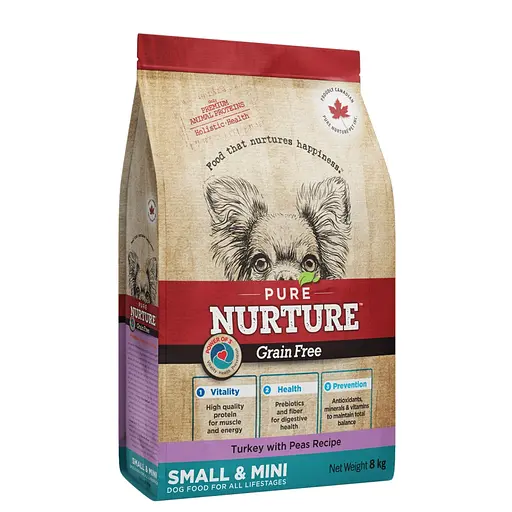 Сухий корм Pure Nurture для собак малих та дрібних порід на всіх стадіях життя, рецепт з індичкою та горохом 8 кг - фото 1