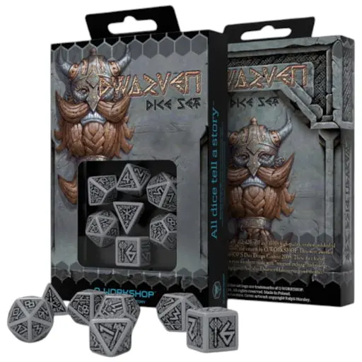 Набір кубиків Dwarven Gray & black Dice Set , 7 шт. (SDWA03)