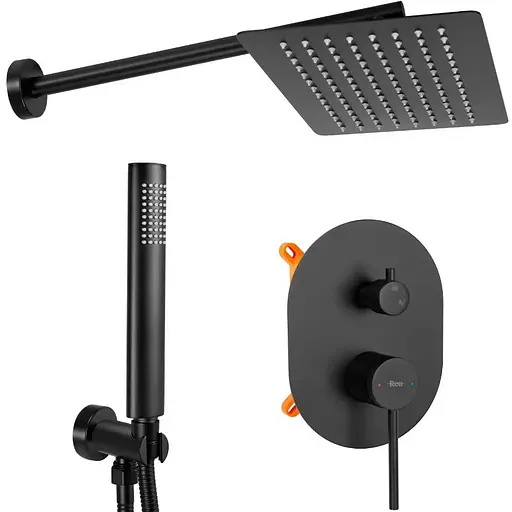 Душова система прихованого монтажу Rea Oval + Box black REA-P8467, Чорний матовий - фото 1