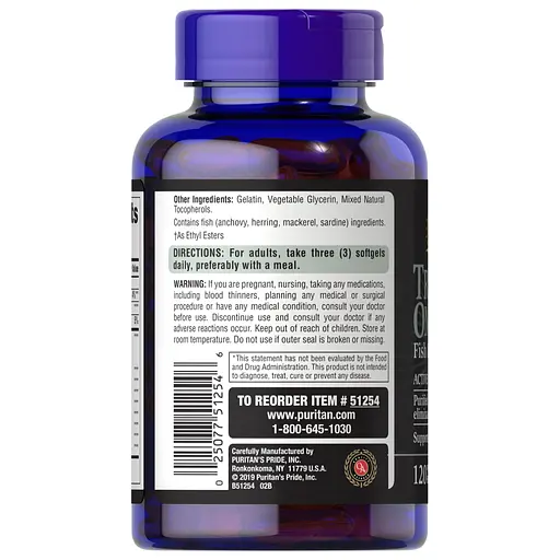 Жирные кислоты Puritan's Pride Triple Omega 3-6-9 Fish Flax Oils, 120 капсул - фото 3