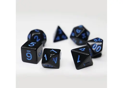 Набір кубиків Opaque 7 Dice Set - Black (w-blue) , 7 шт. (g7dopaq12) - фото 3