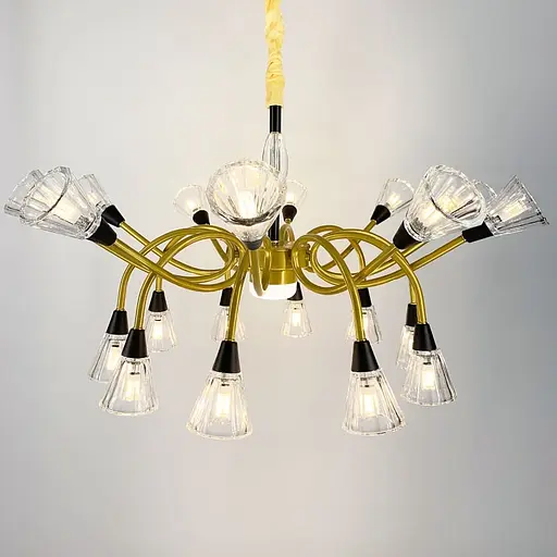 Незвична золотиста люстра із закрученими ріжками Line.F H 9866/10+10 - фото 5