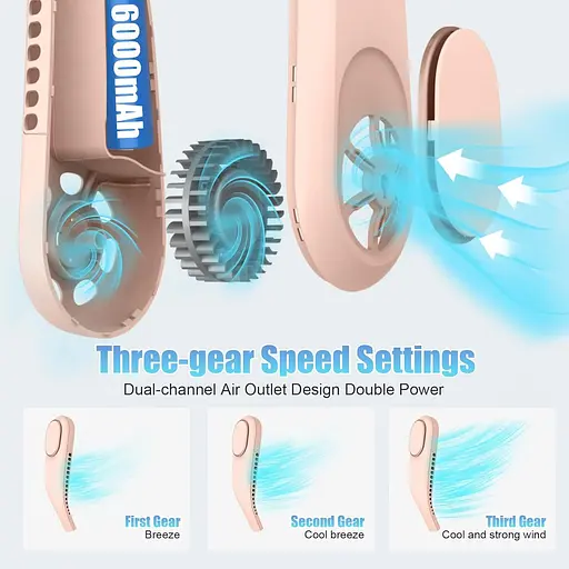 Портативный шейный вентилятор USB 6000 мАч - фото 3