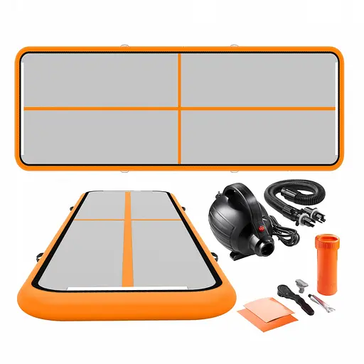 Мат надувной гимнастический 4FIZJO Air Track Mat 500 x 200 x 20 см White/Orange (P-5907739312051) - фото 1
