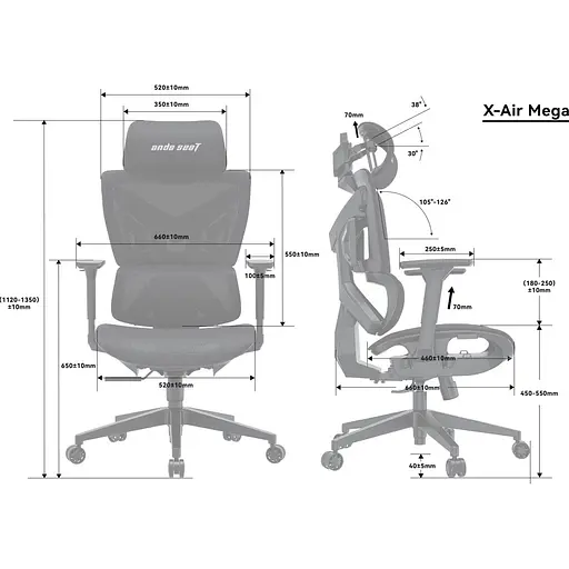 Геймерське крісло Anda Seat X-Air Mega XL Mesh Space Black (AD-WY-01-BBB) [126346] - фото 6
