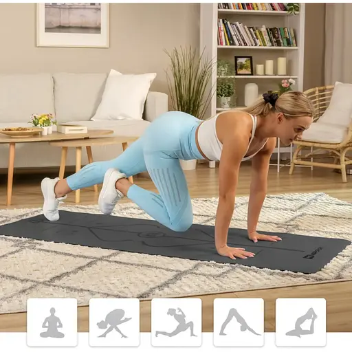 Йога-мат Hop-Sport PU 0,5см 183 x 68см HS-P005GM черный - фото 10