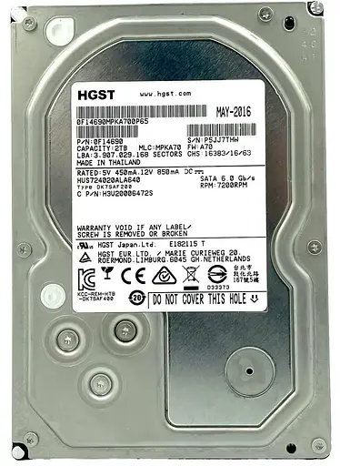 Жорсткий диск Hitachi 3.5" 2TB HGST Ultrastar 7K4000 (HUS724020ALA640) Б/в - фото 1