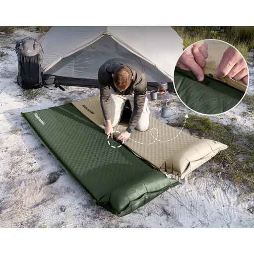 Килимок самонадувний одномісний з подушкою Naturehike CNK2450WS020 100мм Бежевий - фото 5