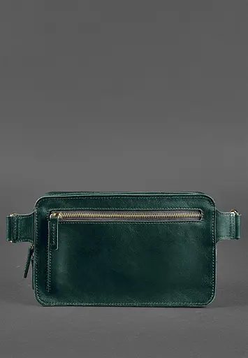 Шкіряна поясна сумка Dropbag Maxi зелена Krast - фото 4