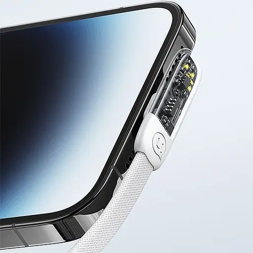 Дата кабель USAMS US-SJ583 Type-C to Lightning PD 20W Right-angle (1.2m) White - фото 2