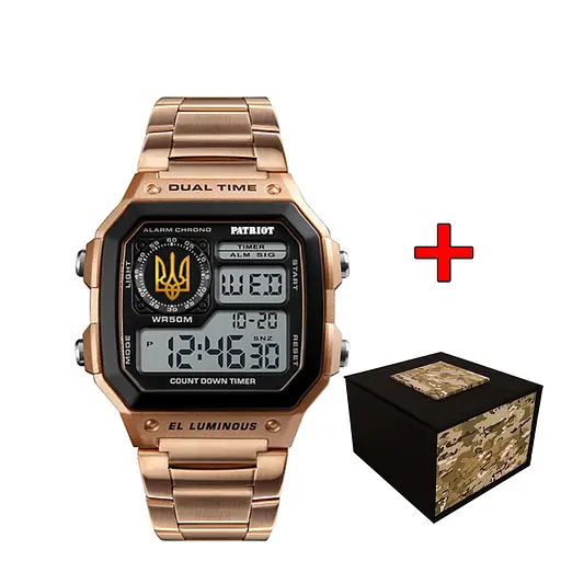 Наручные часы мужские 011RGUAGD Тризуб золото Розовое Золото + Коробка. Patriot acs0031020 - фото 1