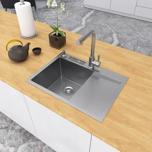 Кухонна мийка накладна з правим крилом Nett NS-6045(R), Нержавіюча сталь - фото 5