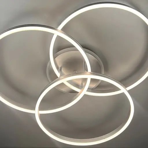 LED світильник білий на 3 кільця з RGB у сірому корпусі Ø 80 см | Line F | Арт. 55065/3 RGB Silver+CH - фото 2