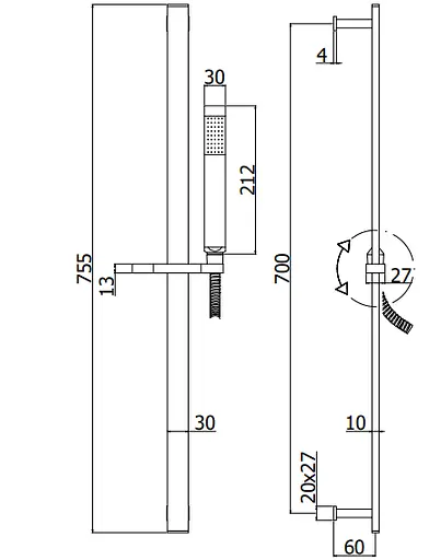 Душовий гарнітур Paffoni Elle чорний матовий ZSAL 145 NO, Чорний матовий - фото 2