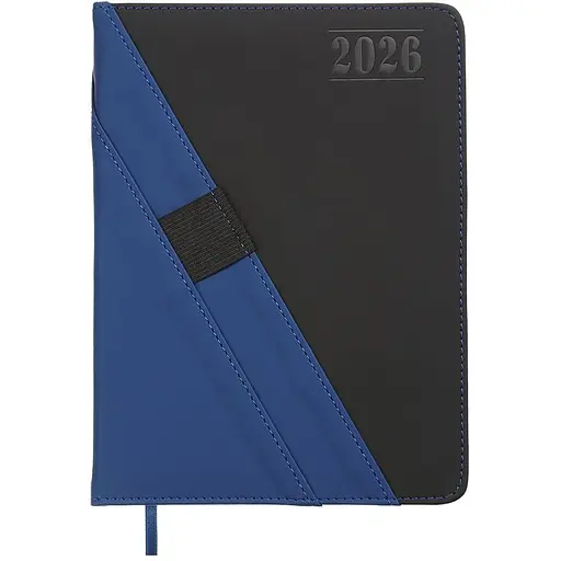 Щоденник датований Buromax Triumph 2026 A5 штучна шкіра/поролон синій (BM.21104-02)