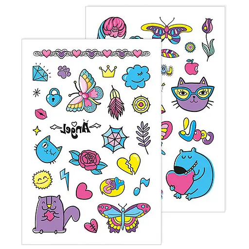 Временные татуировки для старших девочек Фиолетовый котик Ранок 10100697, 2 листа - фото 1