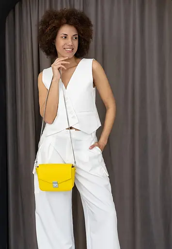 Жіноча шкіряна сумочка Yoko жовтий краст - фото 7