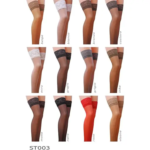 Чулки ST003 3/4 beige - Passion: классические, на ажурной силиконовой резинке - фото 6