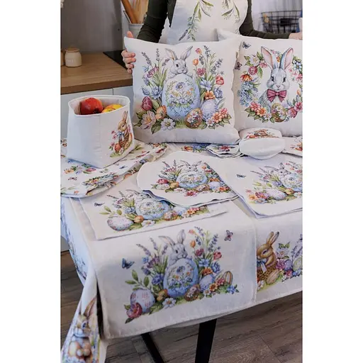 Наволочка Прованс Соцветия Зайчонок с бабочками гобеленовая 45х45 см (44288) - фото 5